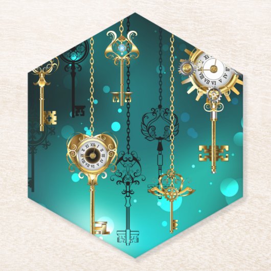 Antike Skeleton Keys on Green Background Untersetzer (Vorderseite)