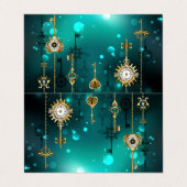 Antike Skeleton Keys on Green Background Visitenkarten (Außenseite Aufgefaltet)