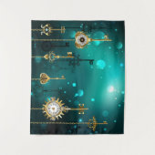 Antike Skeleton Keys on Green Background Wandteppich (Vorderseite)