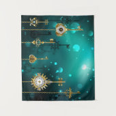 Antike Skeleton Keys on Green Background Wandteppich (Vorderseite)