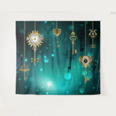 Antike Skeleton Keys on Green Background Wandteppich (Vorderseite (Horizontal))