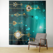 Antike Skeleton Keys on Green Background Wandteppich (Beispiel)