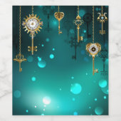 Antike Skeleton Keys on Green Background Weinetikett (Einzelnes Label)