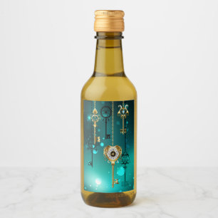 Antike Skeleton Keys on Green Background Weinetikett