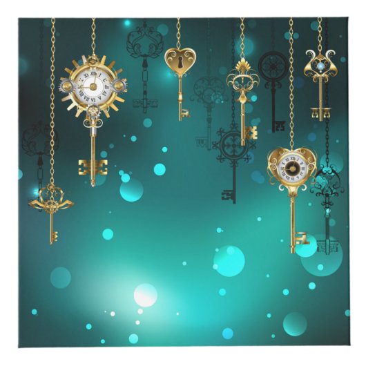 Antike Skeleton Keys on Green Background Würfel (Rechts)