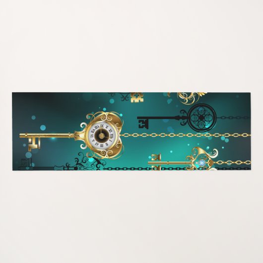 Antike Skeleton Keys on Green Background Yogamatte (Rückseite (Horizontal))