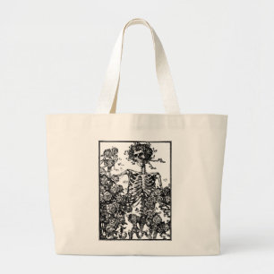 Antike Skelett-und Rosen-Tasche Jumbo Stoffbeutel