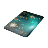 Antike Skeletttasten auf grünem Hintergrund Badematte (Schrägansicht)