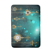 Antike Skeletttasten auf grünem Hintergrund Badematte (Vorderseite Vertikal)