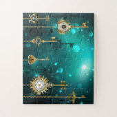 Antike Skeletttasten auf grünem Hintergrund Puzzle (Vertikal)