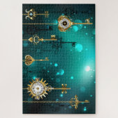 Antike Skeletttasten auf grünem Hintergrund Puzzle (Vertikal)