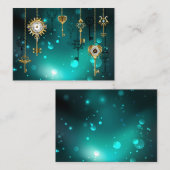 Antike Skeletttasten auf grünem Hintergrund Rabattkarte (Vorne/Hinten)