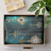 Antike Skeletttasten auf grünem Hintergrund Seidenpapier (Geschenk)