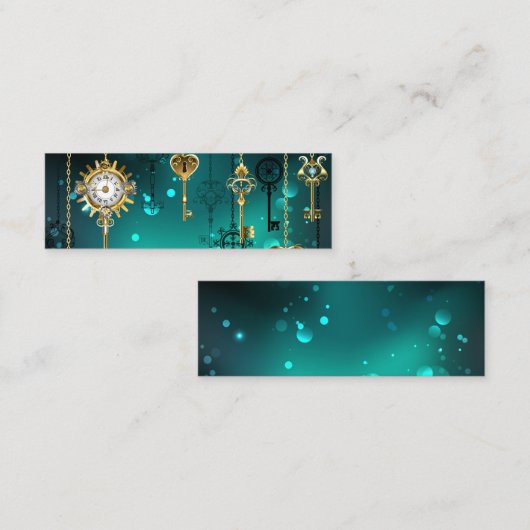 Antike Skeletttasten auf grünem Hintergrund Telefonnummerkarte (Vorne/Hinten)