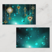 Antike Skeletttasten auf grünem Hintergrund Visitenkarte (Vorne/Hinten)