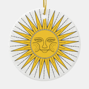 Antike Sonne, Mond, Wolken und Sterne Keramik Ornament