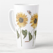 Antike Sonnenblume Raupe Schmetterling Zeichnend Milchtasse (Linke Ecke)