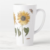 Antike Sonnenblume Raupe Schmetterling Zeichnend Milchtasse (Rechts)