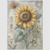 Antike Sonnenblumen-Botanik-Ephemera-Decoupage Seidenpapier (Vorderseite)