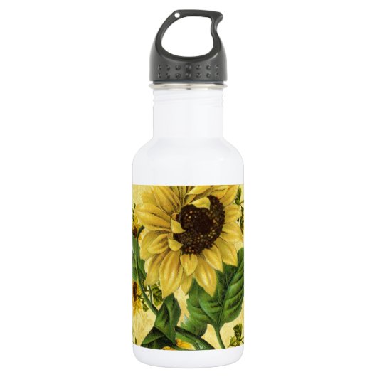 Antike Sonnenblumen Trinkflasche (Vorderseite)