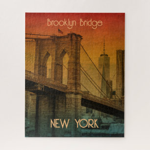 Antike Sonnenuntergang Brooklyn Bridge New York Puzzle