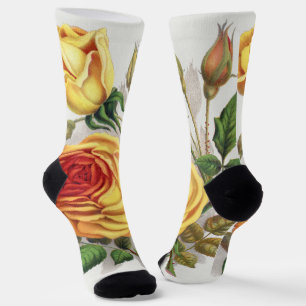 Antike Sonnenuntergangsrose Gelb & Orange Botanisc Socken