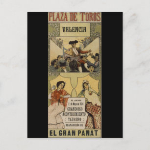 Antike spanische Stierkampf Valencia Postkarte