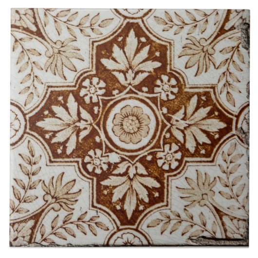 Antike spanische Vintage Fliese (Vorderseite)