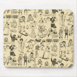 Antike Spielzeuge und spielende Kinder Muster Mousepad