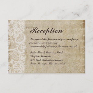 Antike Spitze Altmodische Hochzeitsempfangskarte Begleitkarte