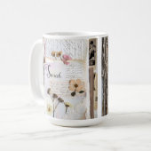 Antike Spitze Gepresste Blumen Shabby Chic Kaffeetasse (Vorderseite Links)