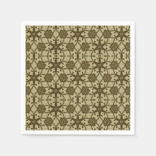 Antike Spitze - Schokolade und Beige Serviette (Vorderseite)