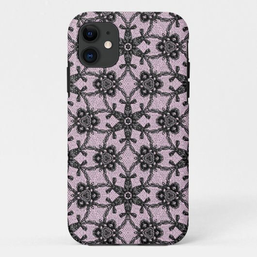Antike Spitze - schwarz und eisrosa Case-Mate iPhone Hülle (Rückseite)