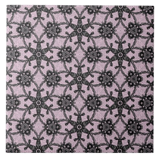 Antike Spitze - schwarz und eisrosa Fliese (Vorderseite)
