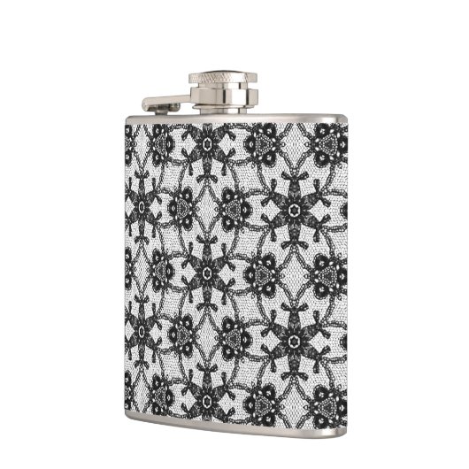 Antike Spitze - schwarz und weiß Flachmann (Links)