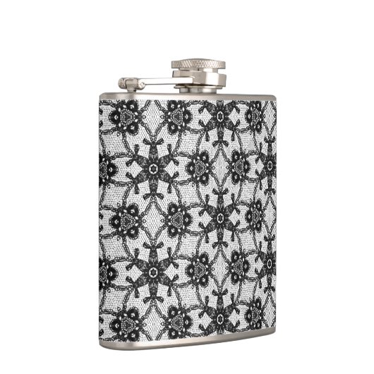 Antike Spitze - schwarz und weiß Flachmann (Rechts)