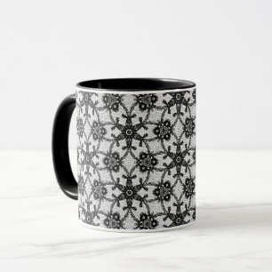 Antike Spitze - schwarz und weiß Tasse