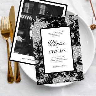 Antike Spitze Schwarz & Weiß Alte Florale Hochzeit Einladung