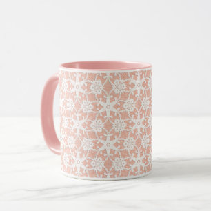 Antike Spitze - Weiß auf Pastellrosa Tasse