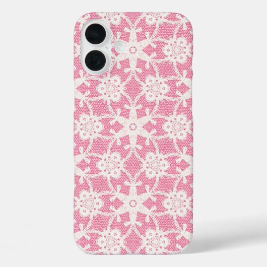 Antike Spitze - weiß und Rose pink Case-Mate iPhone Hülle (Rückseite)