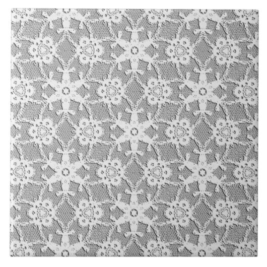 Antike Spitze - weiß und silbergrau Fliese (Vorderseite)