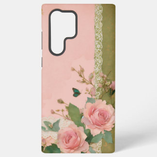 Antike Spitze & zerrissenes Papier Elegante Rosenk Samsung Galaxy Hülle