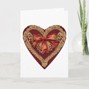 Antike Spitzen-Rot-Valentinstag-Herzkarte Karte