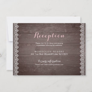 antike Spitzen-Rustical-Hochzeitsempfangskarte Einladung