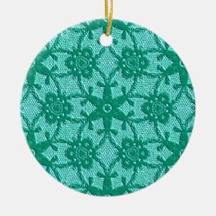 Antike Spitzen - Türkis und Aqua Keramik Ornament