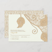 Antike Spitzen und Blätter Hochzeitskarte RSVP Karte (Vorne/Hinten)