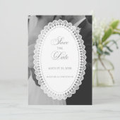 Antike Spitzendeckchen-Foto-Hochzeit Save The Date (Stehend Vorderseite)