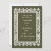 Antike Spitzendecke Grüne Hochzeit Save The Date (Vorderseite)