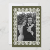 Antike Spitzendecke Grüne Hochzeit Save The Date (Rückseite)