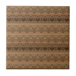 Antike Spitzeneinsätze braun beige zur Dekoration Fliese